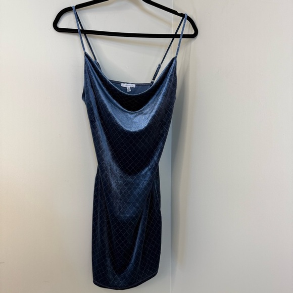 Elodie Dresses & Skirts - Blashe Baby Blue Glitter Cowl Neck Dress Size M – Fitted Perfect for New Year’s